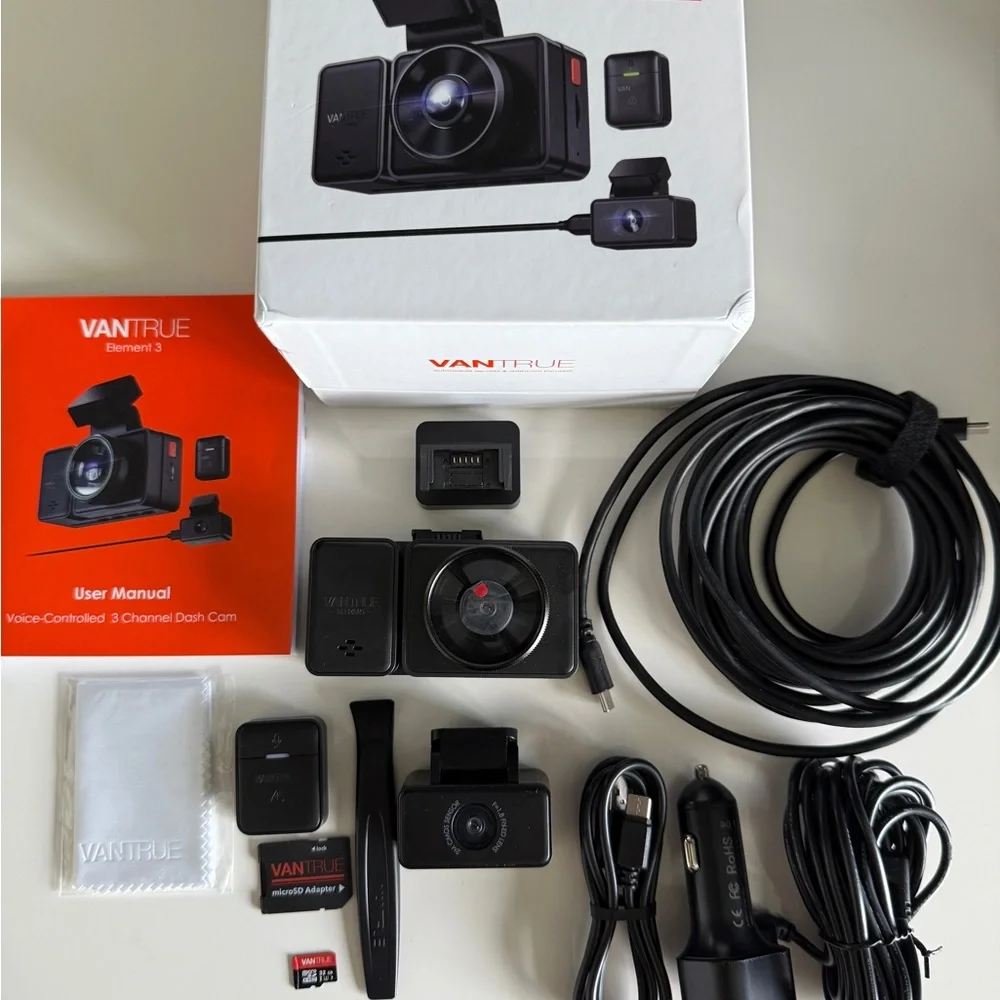 Vantrue E3 3 Channel WiFi Dash Cam Front, Rear, and Inside
